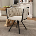 Velvet Dining Chair, Single Light Luxury Living Room Bedroom Swivel Chair, Leisure Swivel Chair With Four Metal Support Legs, Beige - Noventis Home
