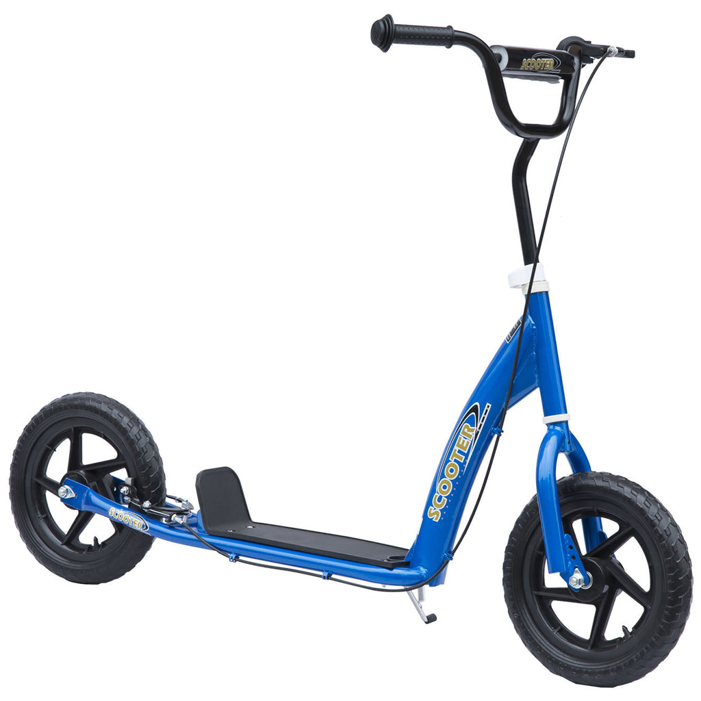 Kids Scooter Kick Scooter, With 12" EVA Tyres, Rear Brake, Big Wheels Scooter For 5 - 12 Years , Blue - Noventis Home