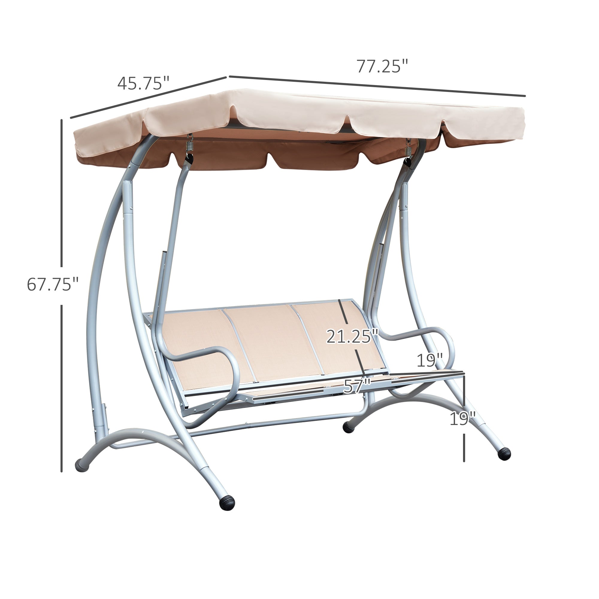 Tuinschommelbank met Standaard en Verstelbaar Zonnescherm voor Terras en Tuin - Noventis Home