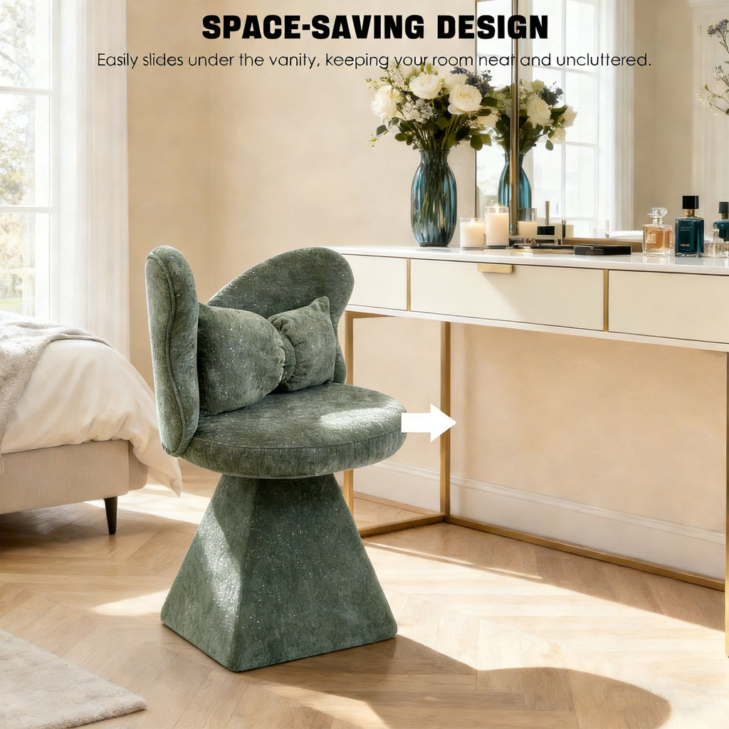 Vanity Chair With Butterfly Back,Swivel Accent Chair Dining Chairs,Makeup Stool For Bedroom Dressing Table,Suitable For Living Room,Dining Room,Study,Recreational Areas Green - Noventis Home