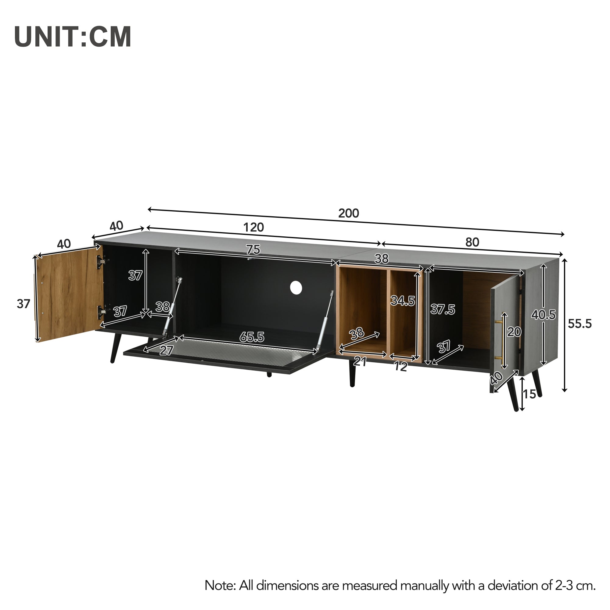 TV Stand, TV Cabient With Pull - down Glass Doors, TV Cabinet Storage Sideboard, TV Entertainment Center, For Livingroom Bedroom, TV Console, TV Unit, Dark Wood, For 90 Inch TV - Noventis Home