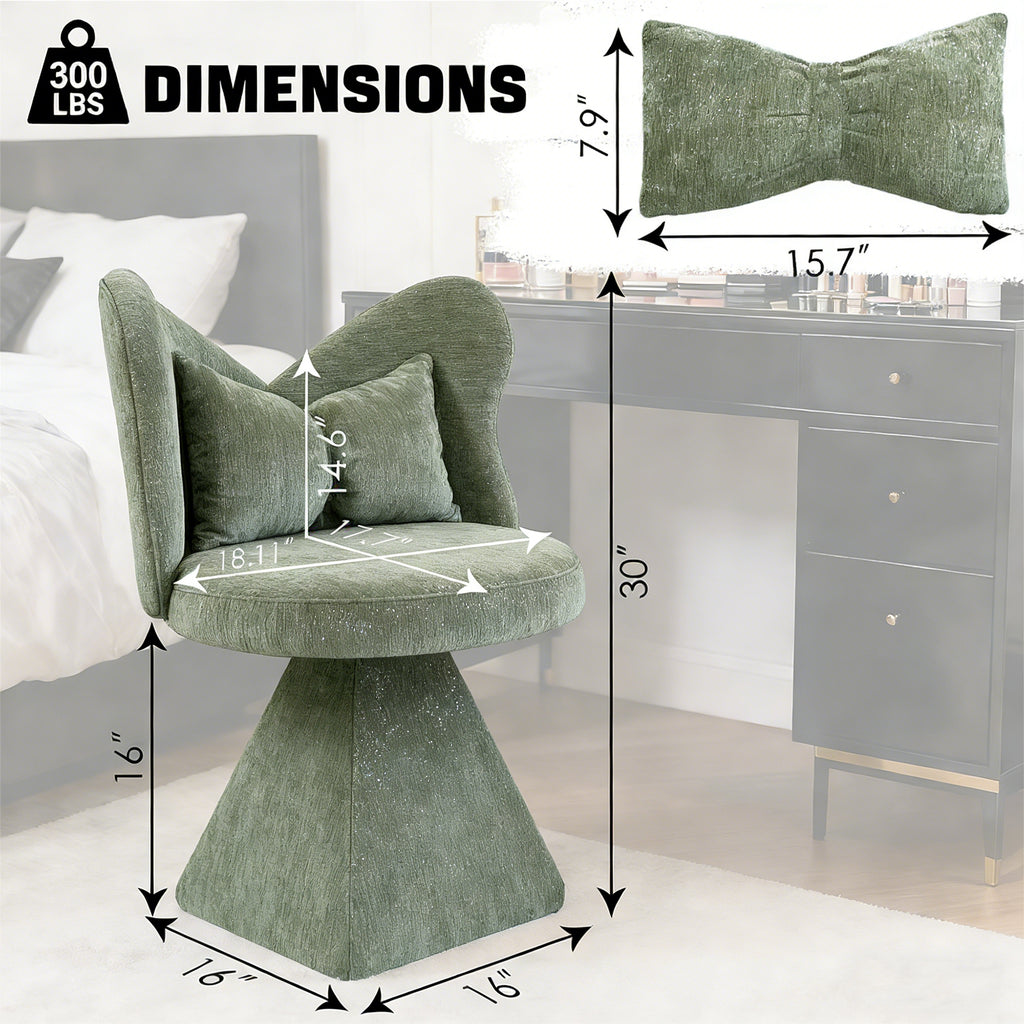 Vanity Chair With Butterfly Back,Swivel Accent Chair Dining Chairs,Makeup Stool For Bedroom Dressing Table,Suitable For Living Room,Dining Room,Study,Recreational Areas Green - Noventis Home
