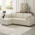 3 In 1 Convertible Corduroy Sofa Bed With Storage Chaise, L Shaped Sleeper Sofa Couches With Armrest Storage And Charging Station. Pullout Sectional Daybed For Living RoomBedroomOffice, Grey - Noventis Home