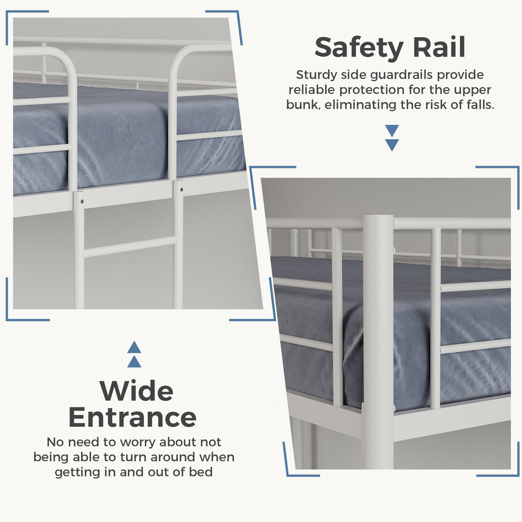 Metal Double - layer Bed With Stairs And Safety Railings, Sturdy Steel Frame, No Need For A Mattress, Double - layer Bed That Saves Space - Noventis Home