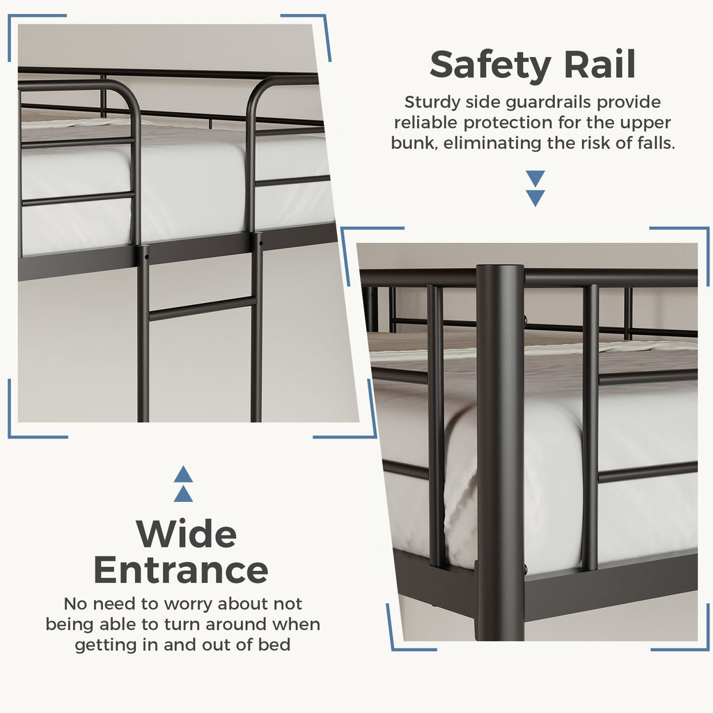 Metal Double - layer Bed With Stairs And Safety Railings, Sturdy Steel Frame, No Need For A Mattress, Double - layer Bed That Saves Space - Noventis Home