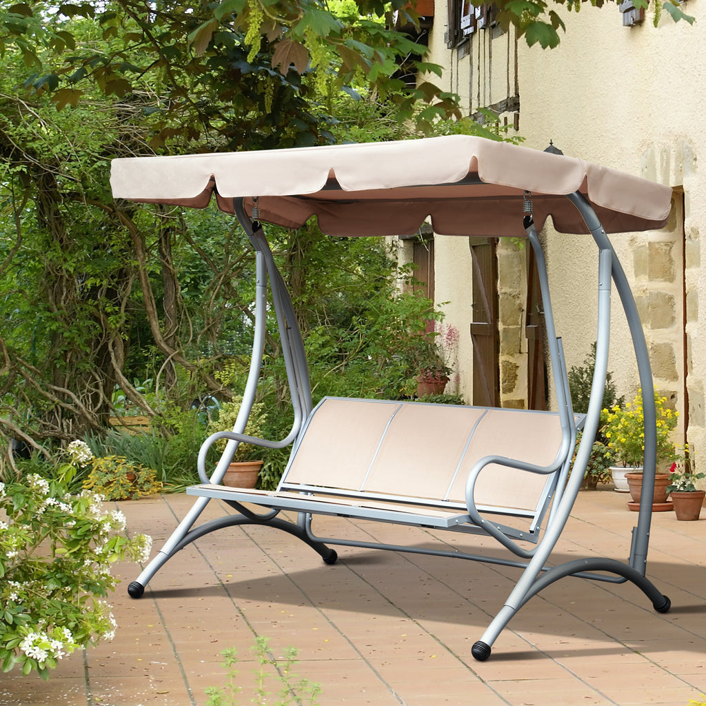 Tuinschommelbank met Standaard en Verstelbaar Zonnescherm voor Terras en Tuin - Noventis Home