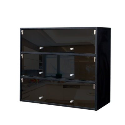 Zwarte Schoenenopbergkast met Glazen Deuren en RGB LED - verlichting - Noventis Home