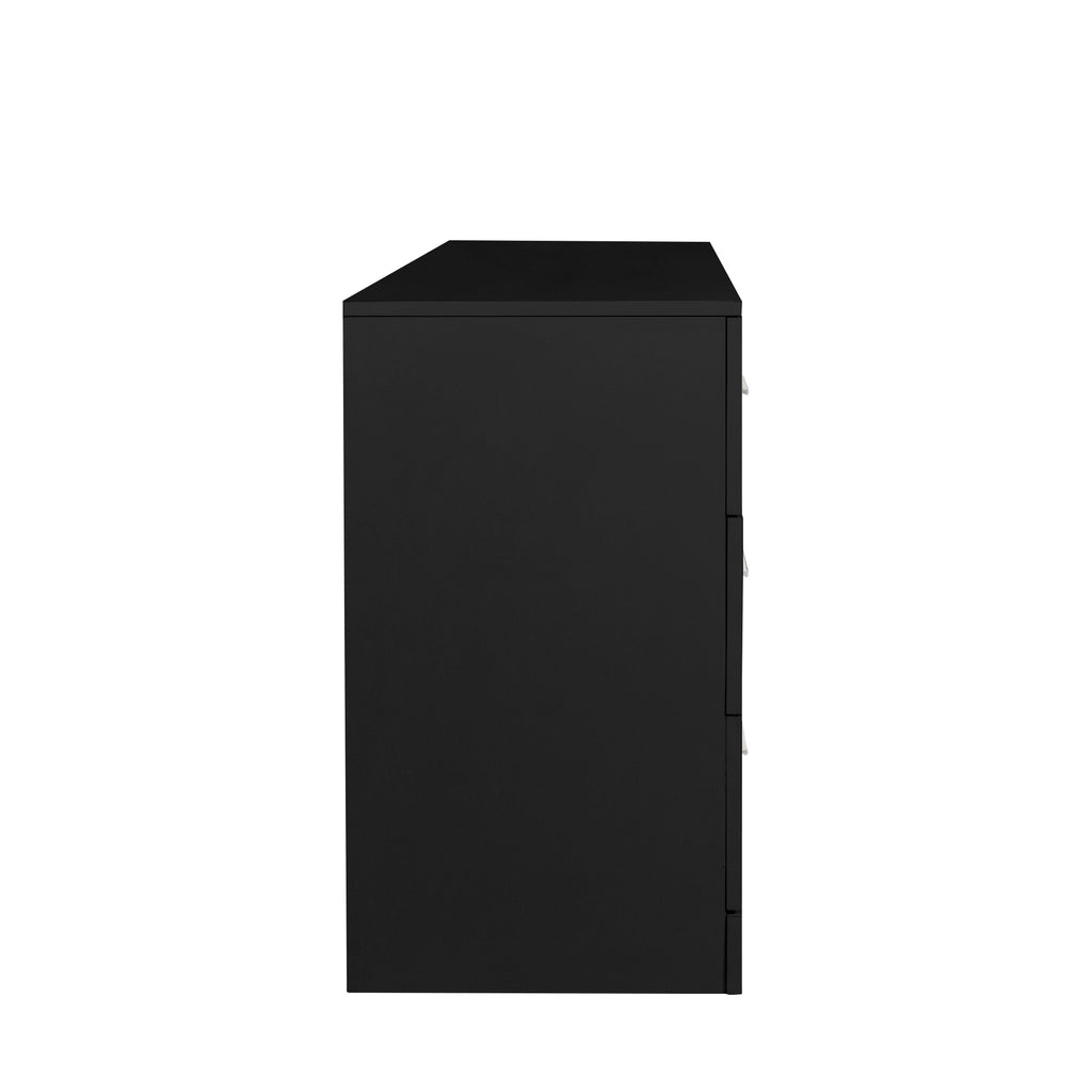 Black Particle Board With Triamcinol, Six Drawer Cabinet - Noventis Home