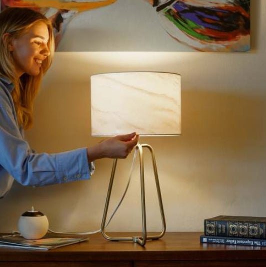 New Design Small Modern Stylish Desk Lamp In Stock In The United States, Easy To Install, Optima Marble Lampshade Table Lamp - Bronze 110V Metal Online Shift Switch, Used For Bedside Table Lamp - Noventis Home