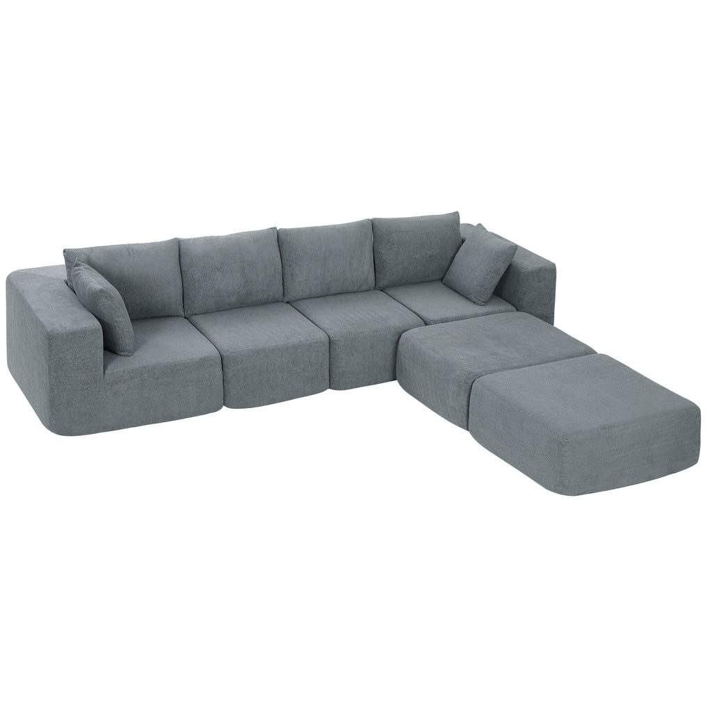 Modular Sectional Sofa, Boneless U - Shape Sectional Couch with 2 Ottomans, Dark Gray - Noventis Home