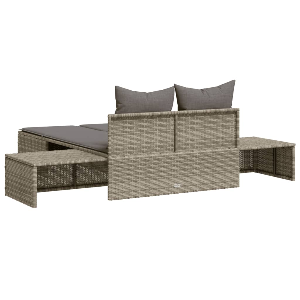 Dubbele Ligstoel met Kussens, Poly Rattan, voor Tuin en Terras - Noventis Home