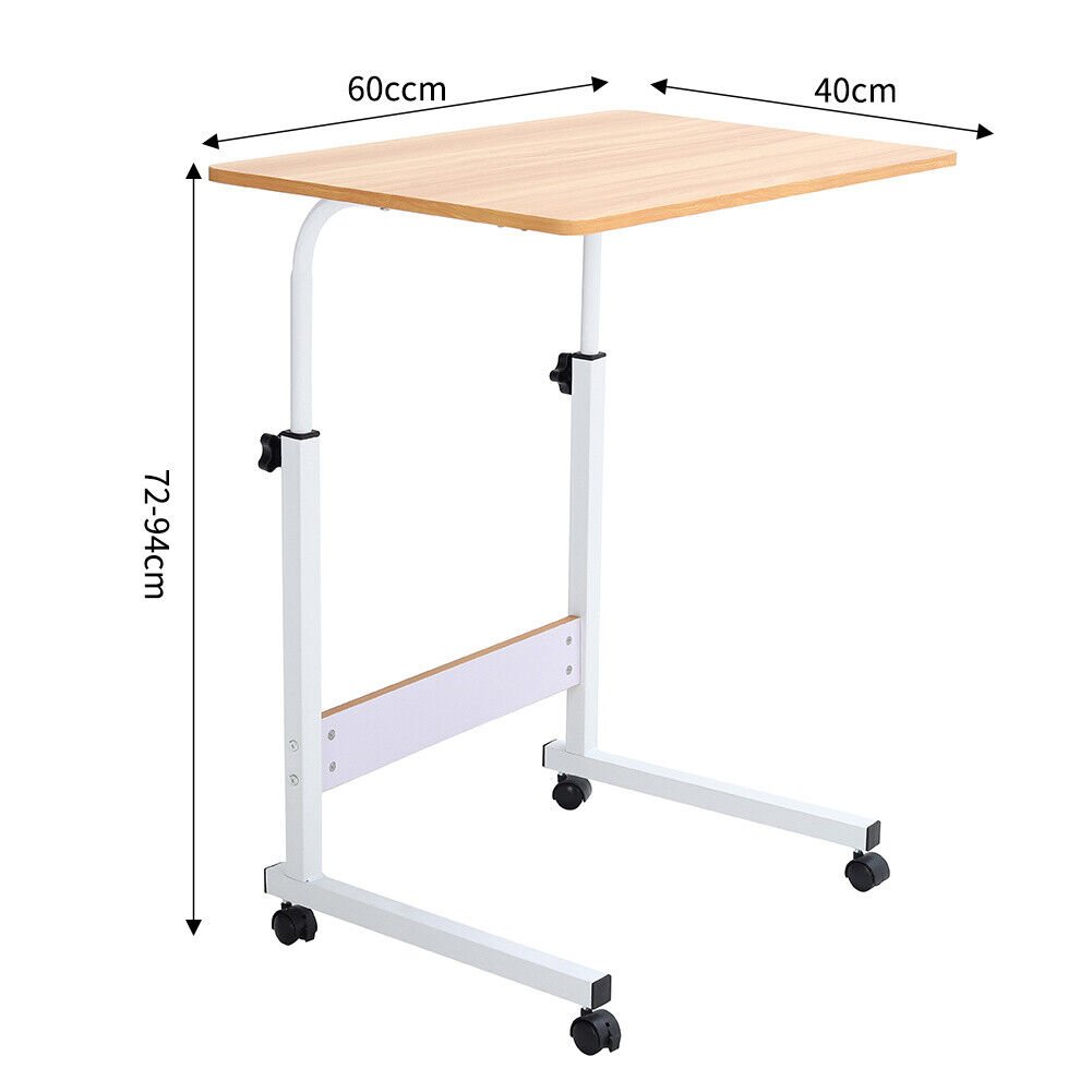 Verstelbare Overbed Tafel op Wielen, Hoogte Instelbaar, Laptopblad voor Bed, Kantoor en Ziekenhuis - Noventis Home