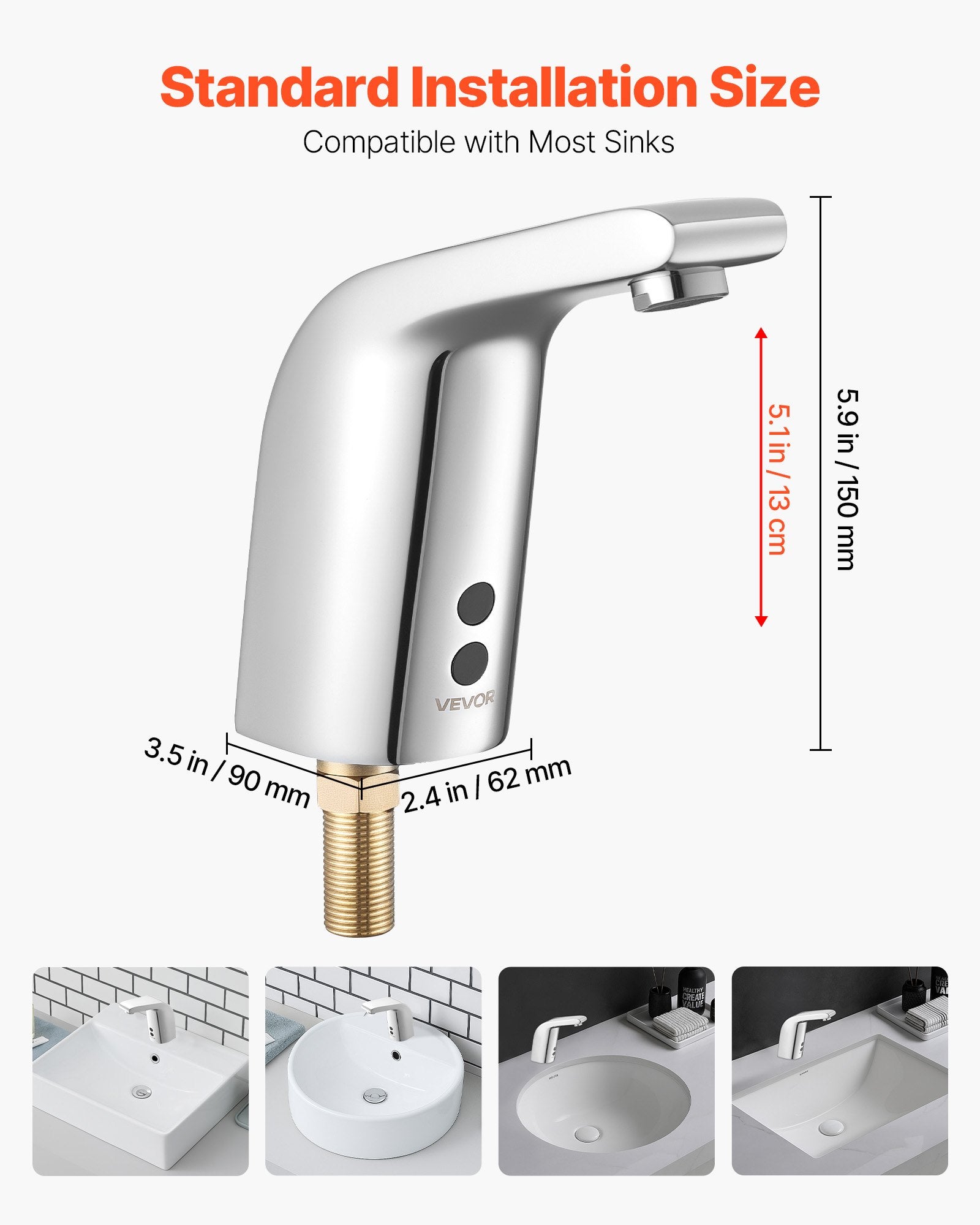 Touchless Bathroom Sink Faucet, Automatic Motion Sensor Restroom Toilet Faucet Cold Water With Single Hole, Battery Operated For 9/16 In Pipe Commercial Lavatory,Chrome Plated Silver - Noventis Home