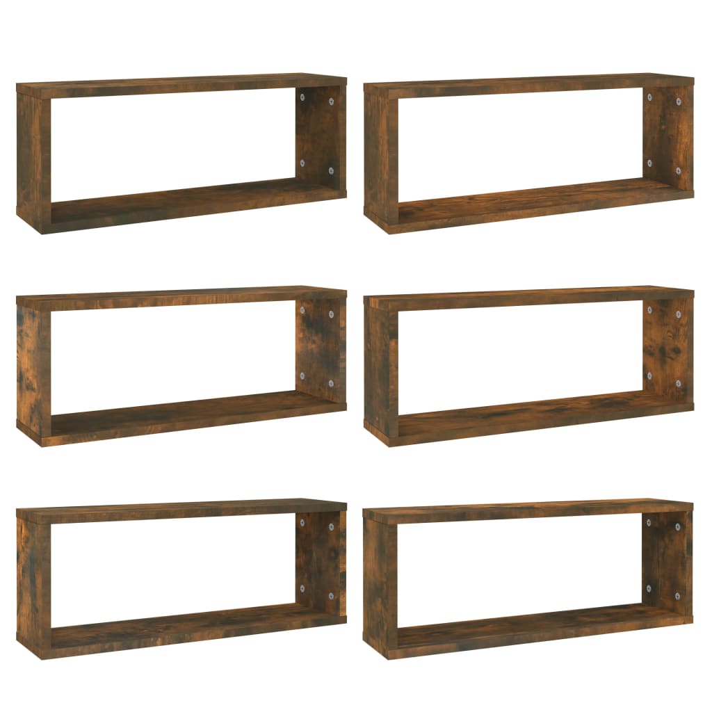 Cube Shelves 6 pcs. Smoked Oak 60x Wood - based material - Noventis Home