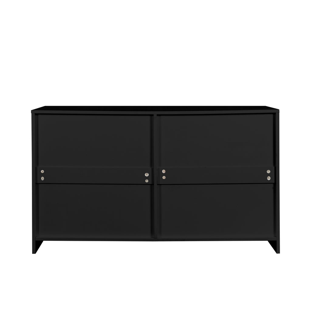 Black Particle Board With Triamcinol, Six Drawer Cabinet - Noventis Home