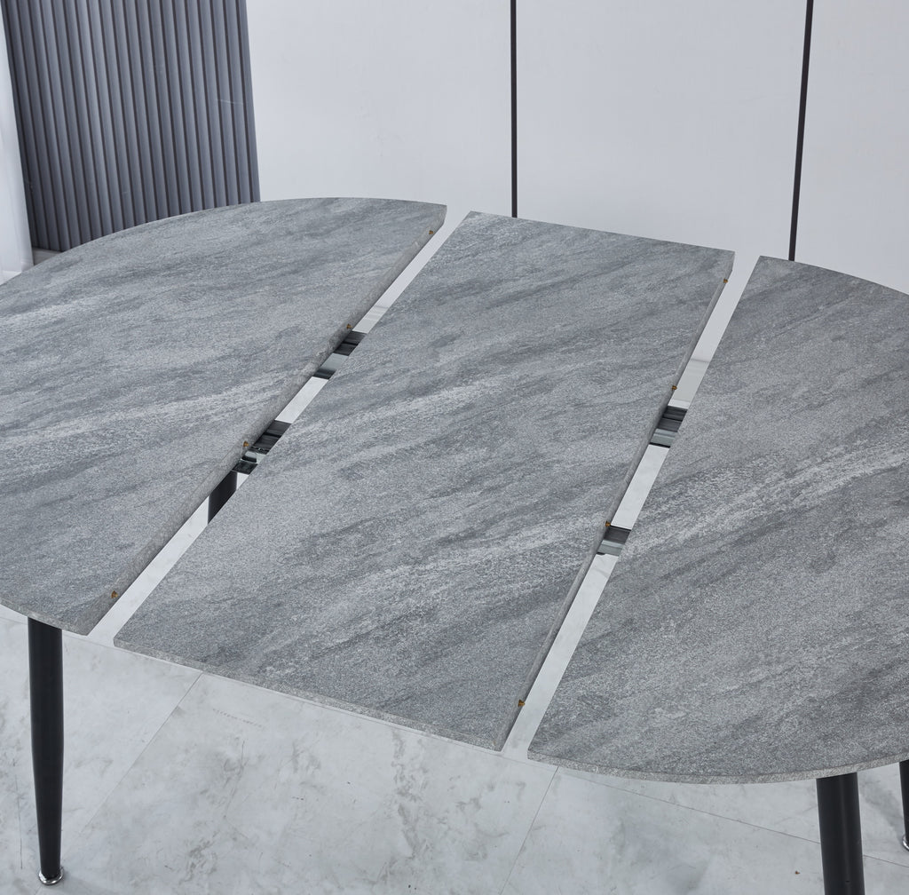 Uitschuifbare Eettafel, 100 - 140 - 180x100x75cm, Metalen Poten, Grijs MDF - Noventis Home