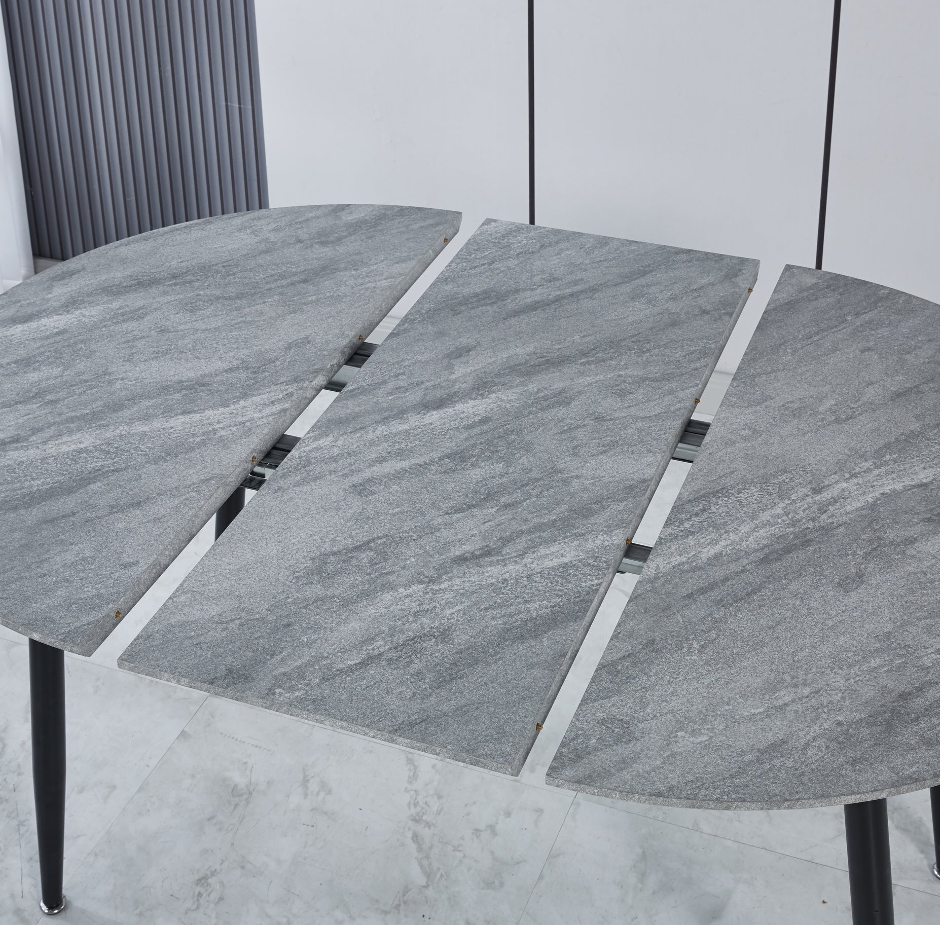 Uitschuifbare Eettafel, 100-140-180x100x75cm, Metalen Poten, Grijs MDF