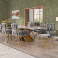 Set van 6 Fluwelen Eetkamerstoelen, Luxe Draaistoel voor Woonkamer en Slaapkamer met Vier Metalen Poten, Grijs - Noventis Home