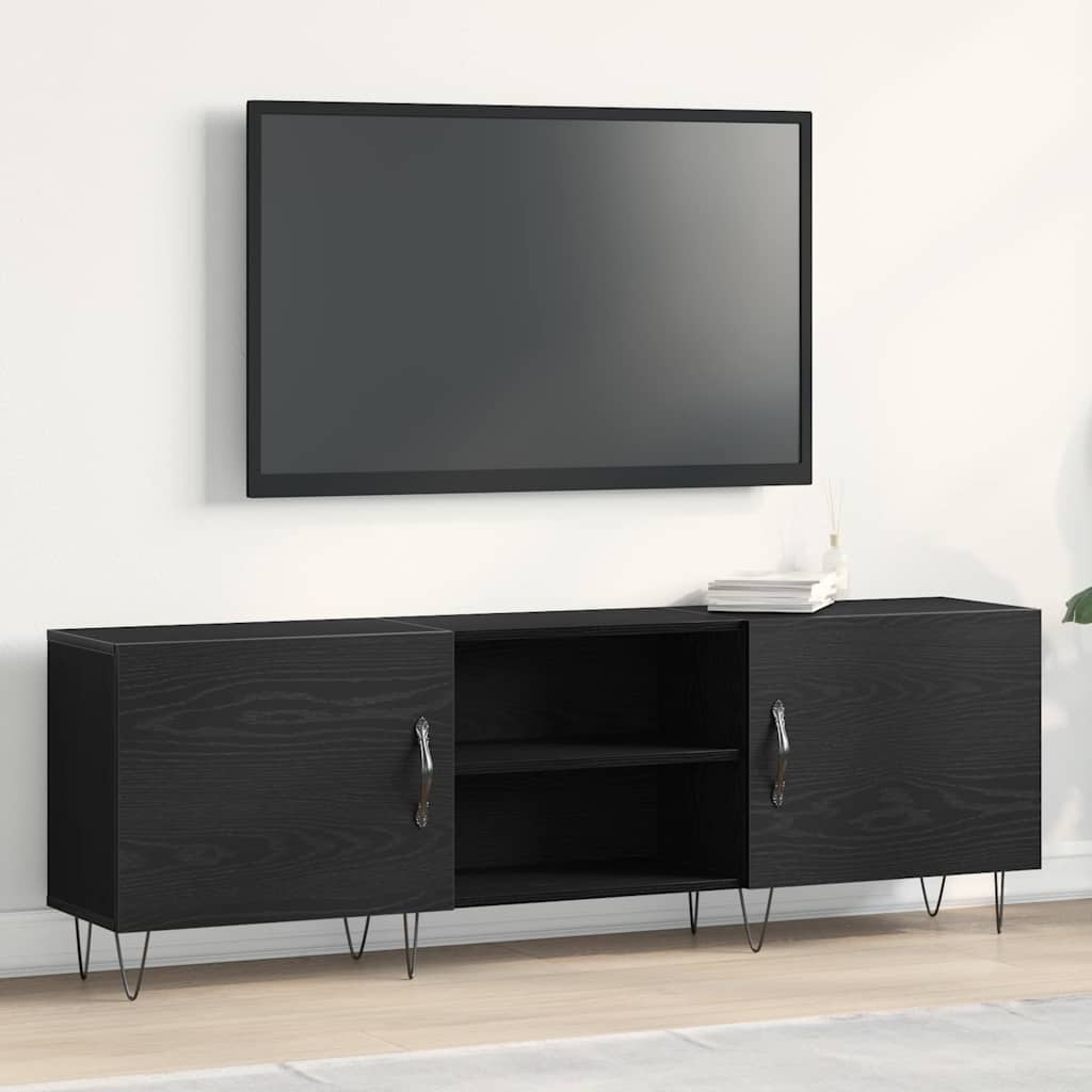 TV - meubel 150cm, Zwart Eiken Look, Houtcomposiet met Meerdere Opbergvakken - Noventis Home