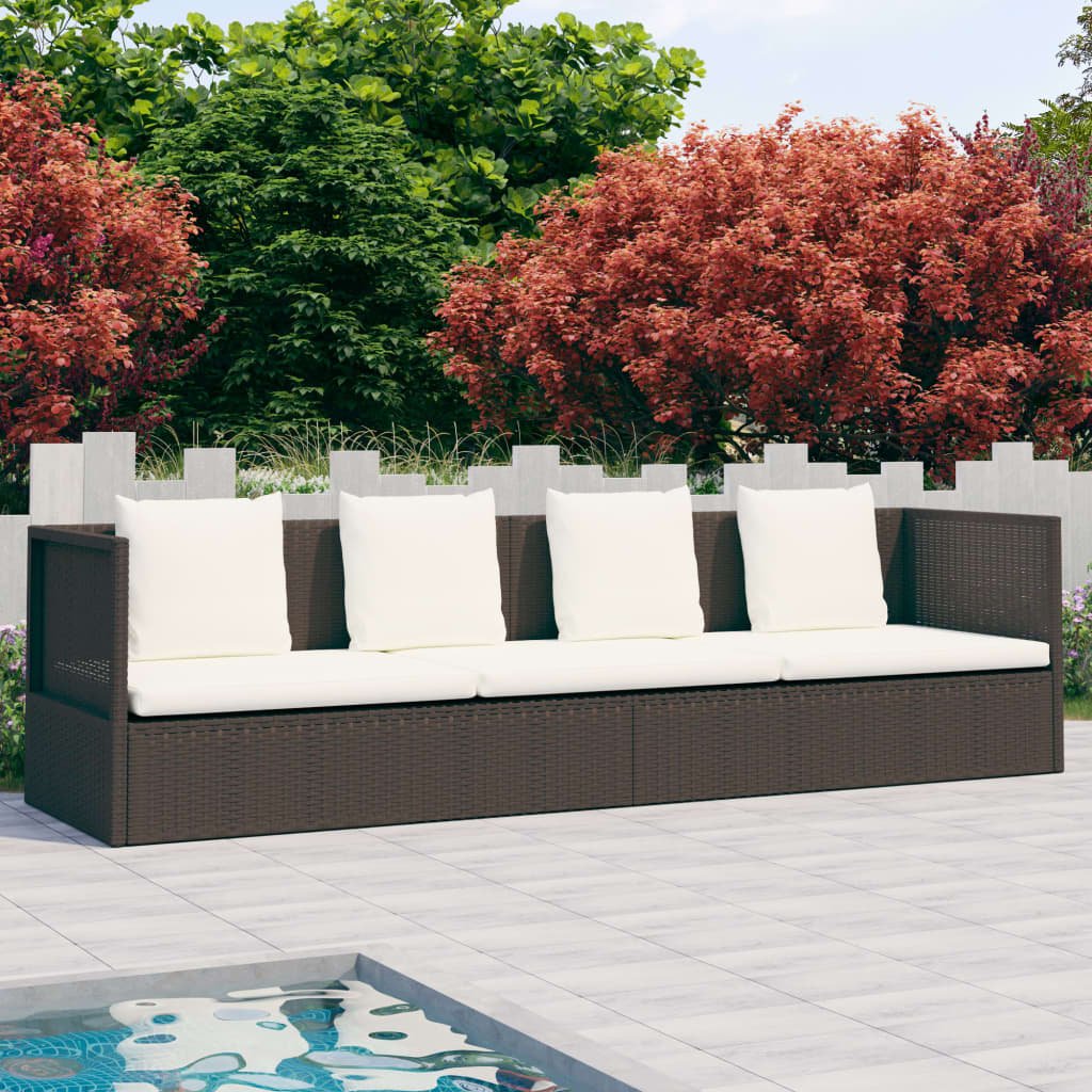 Garden Sofa Bed Poly Rattan Garden Sofa Bed with Cushions - Noventis Home
