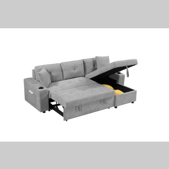 Convertible Sectional Sofa With Armrest Storage - Noventis Home