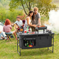 Camping Kitchen Table Folding Portable Outdoor Cook Station 3 Adjustable Height - Noventis Home