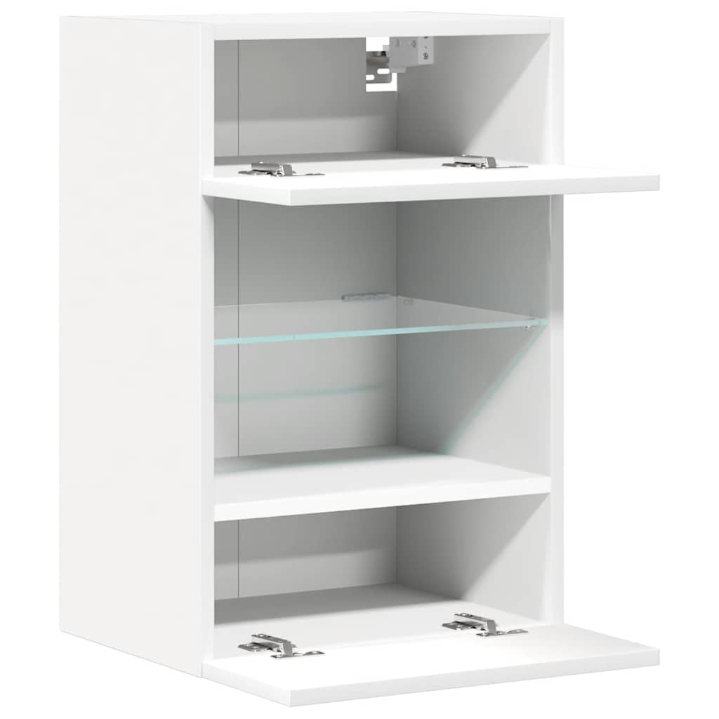 Wandkasten met RGB LED - verlichting voor TV, Set van 2, Artisan Eiken/Wit - Noventis Home