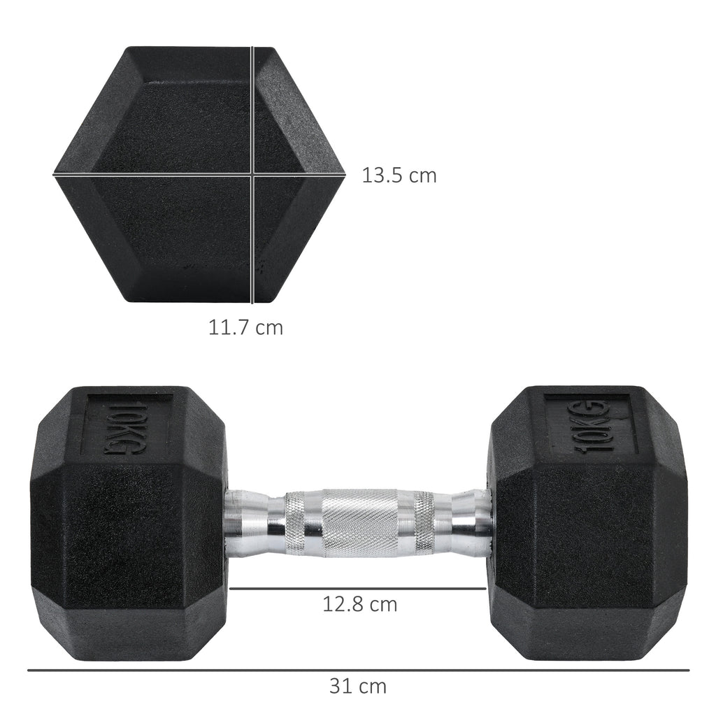 2x10kg Hex Dumbbells Set Rubber Dumbbells Weight Lifting Equipment Fitness Home Gym - Noventis Home