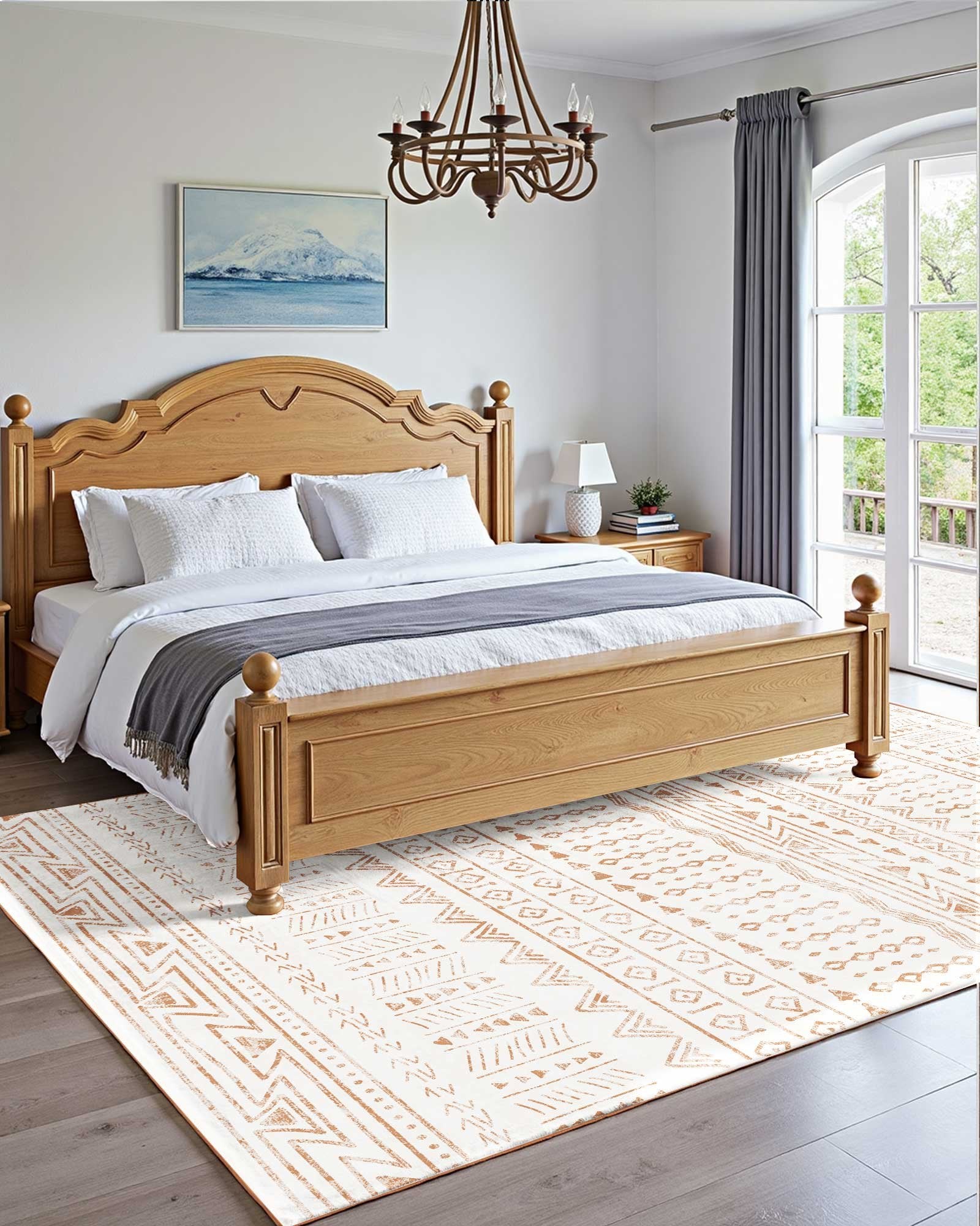 Wasbaar Vloerkleed 180x270cm, Antislip en Scheurbestendig, Huisdiervriendelijk, voor Slaapkamer en Woonkamer, Beige - Noventis Home