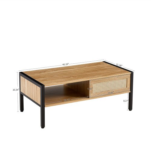 40.16 Inch Rattan Coffee Table - Noventis Home