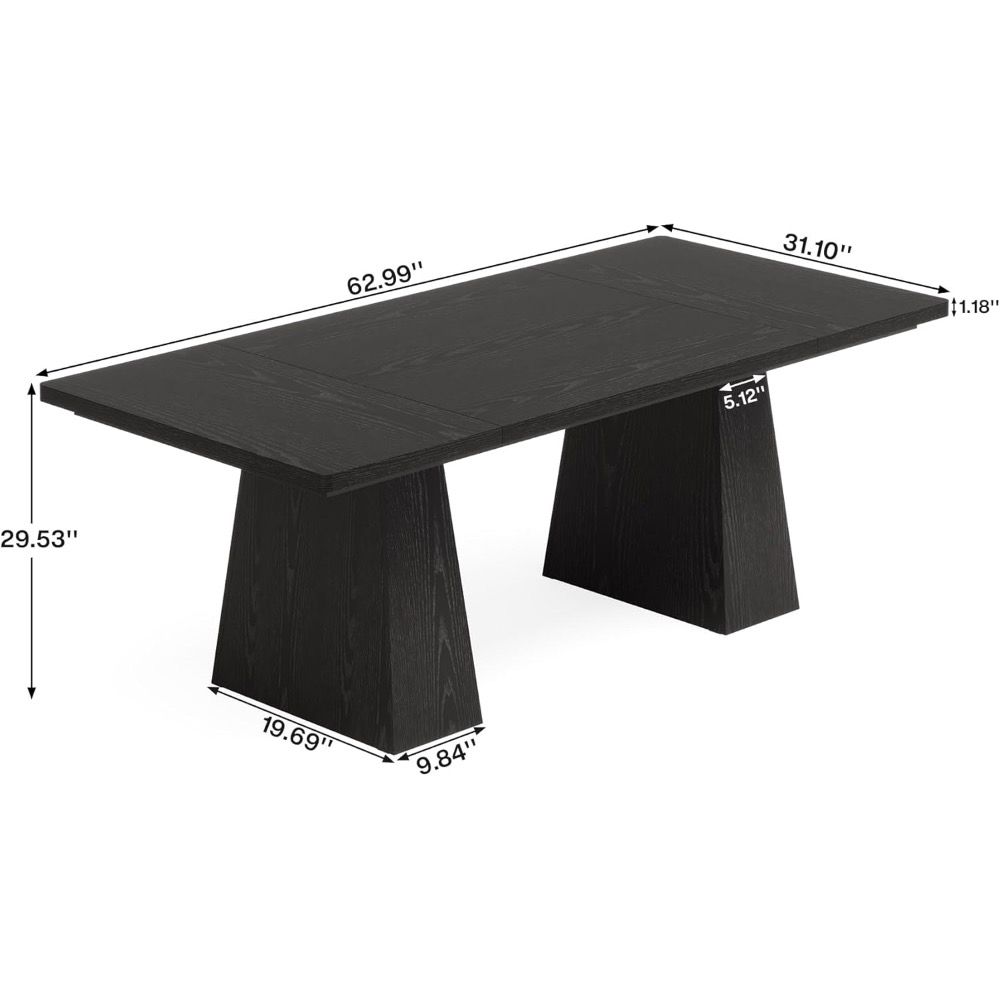 63 - Inch Executive Desk, Large Office Computer Desk With Double Pedestal, Modern Simple Workstations Writing Table Conference Table - Noventis Home
