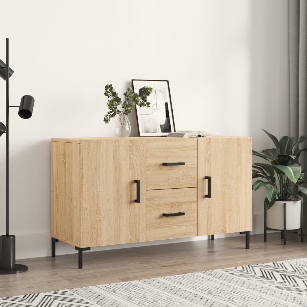 Dressoir 100cm, Sonoma Eiken, Houtcomposiet met Metalen Frame - Noventis Home