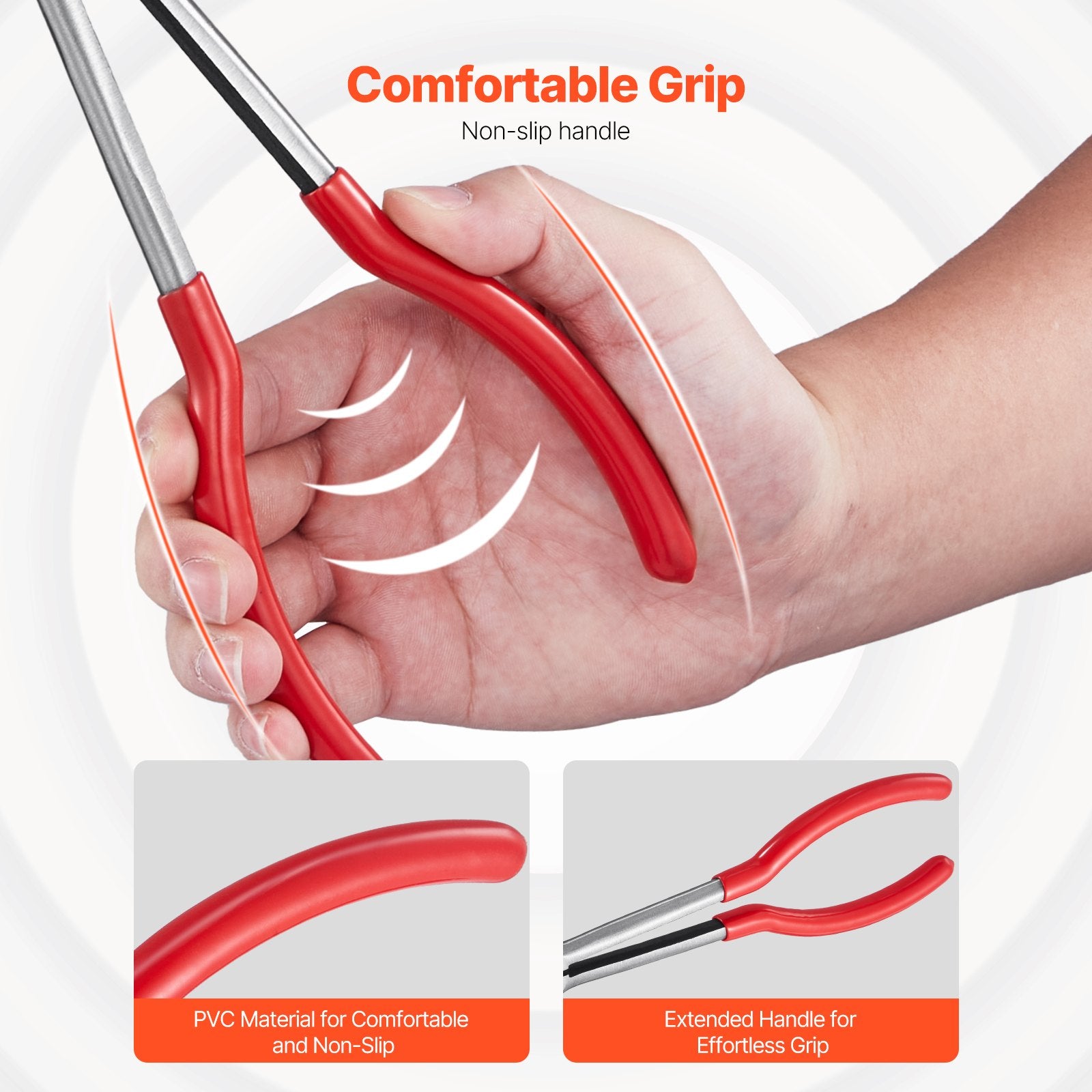 5-delige Spitsneustang Set, 28cm Lang, met Diagonale Kniptang, 45°/90° Gebogen Tang, Ronde Tang en Opbergtas