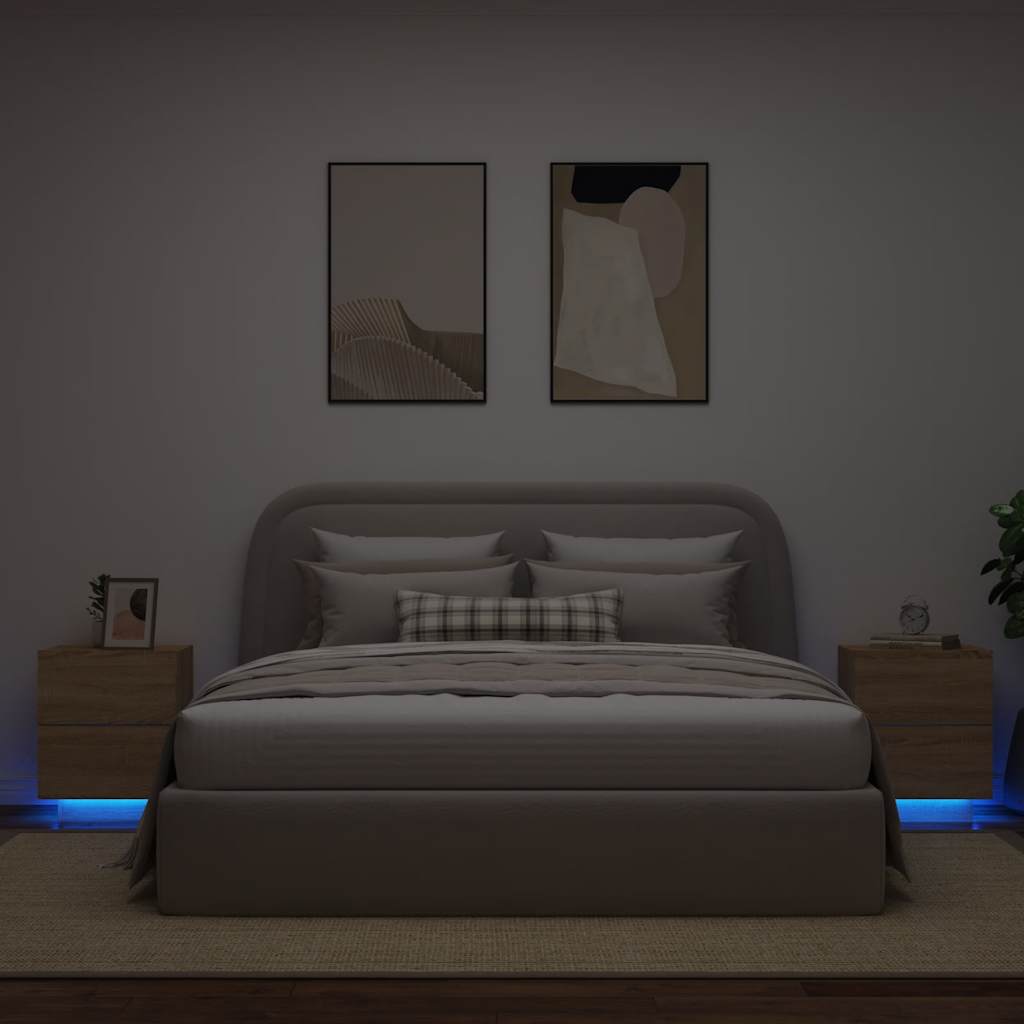 Nachtkastje met LED - verlichting, Houtcomposiet, 45x40x55cm - Noventis Home