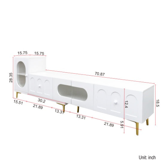 Uitschuifbaar Houten TV-meubel - Rechthoekig Entertainment Center voor Woonkamer en Slaapkamer