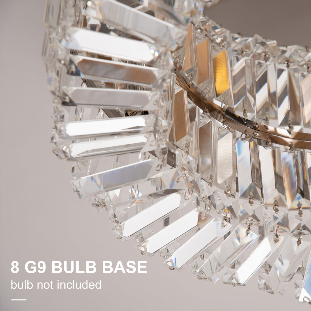 Crystal Ceiling Light Modern Chandeliers Stainless Steel Pendant Lights With Crystal Decorations For Living Room Bedroom Dining Room Hall Silver - Noventis Home