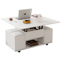 Salontafel met Opklapbaar Blad en Opbergruimte, Hydraulisch Lift-top Tafel voor Woonkamer, Wit