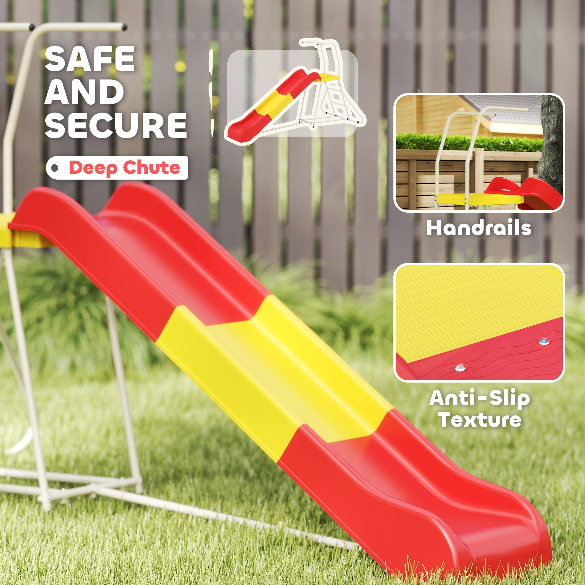 6ft Slide for Kids, Metal Freestanding Playground Equipment with Climbing Ladder, for Backyard, Outdoor, Indoor, Red - Noventis Home