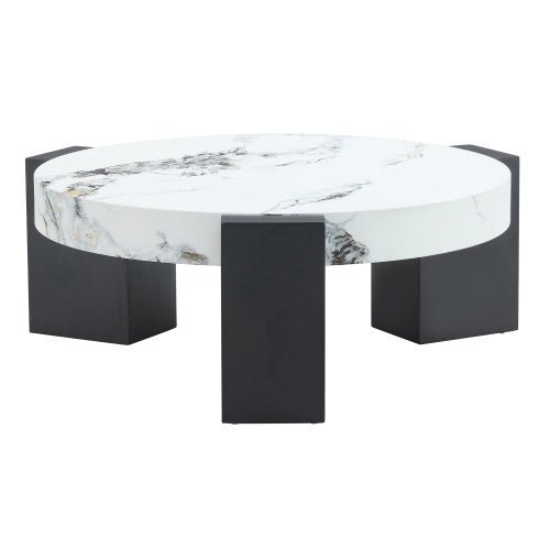 Modern Simple Double - Layer Round Coffee Table - Transparent Gray Glass Top With Black MDF L - Shaped Legs.The Detachable Design Can Make The Use Of Space More Flexible - Noventis Home
