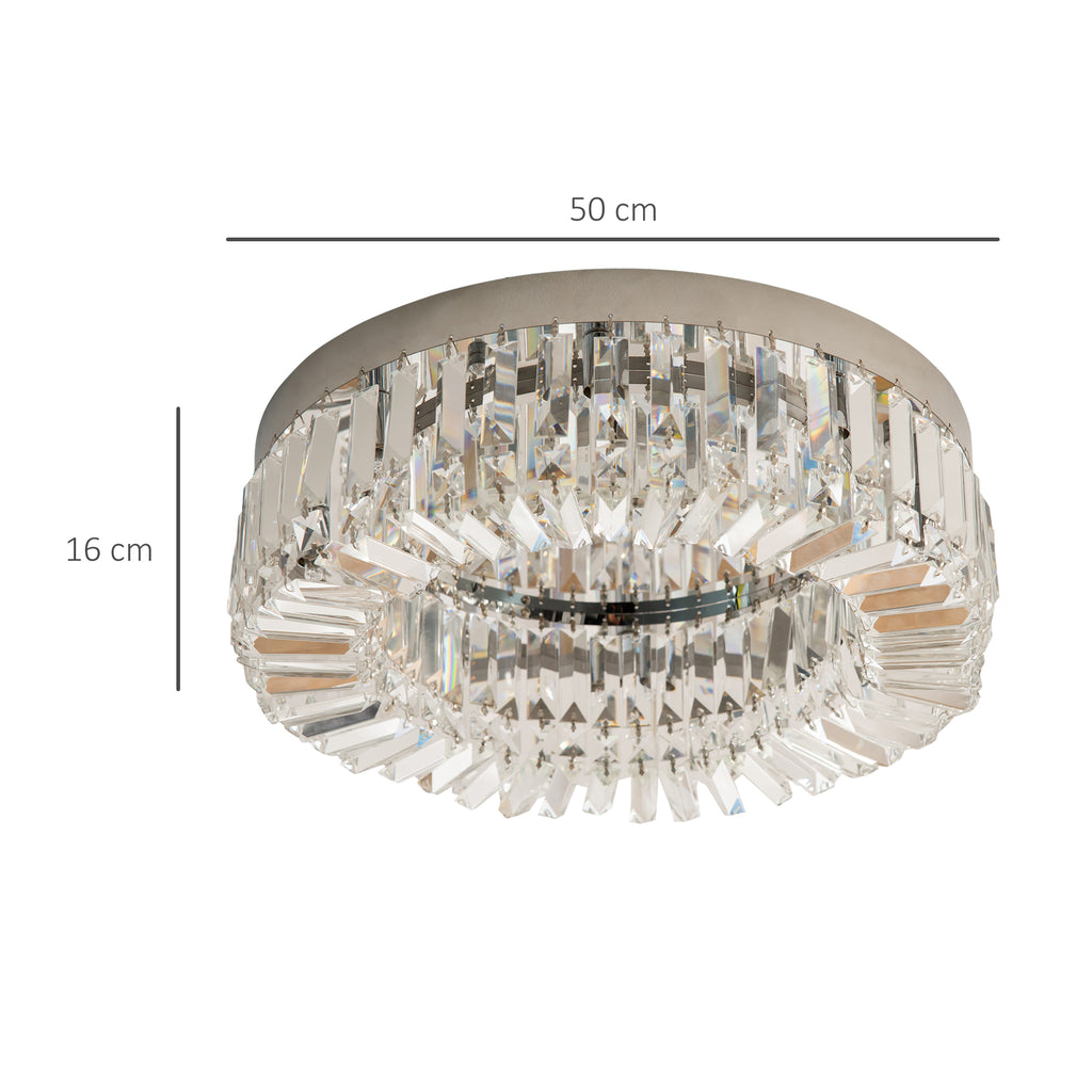 Crystal Ceiling Light Modern Chandeliers Stainless Steel Pendant Lights With Crystal Decorations For Living Room Bedroom Dining Room Hall Silver - Noventis Home