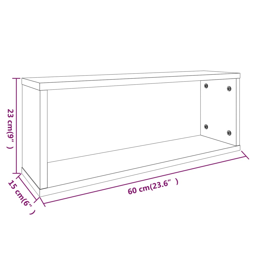 Cube Shelves 6 pcs. Smoked Oak 60x Wood - based material - Noventis Home