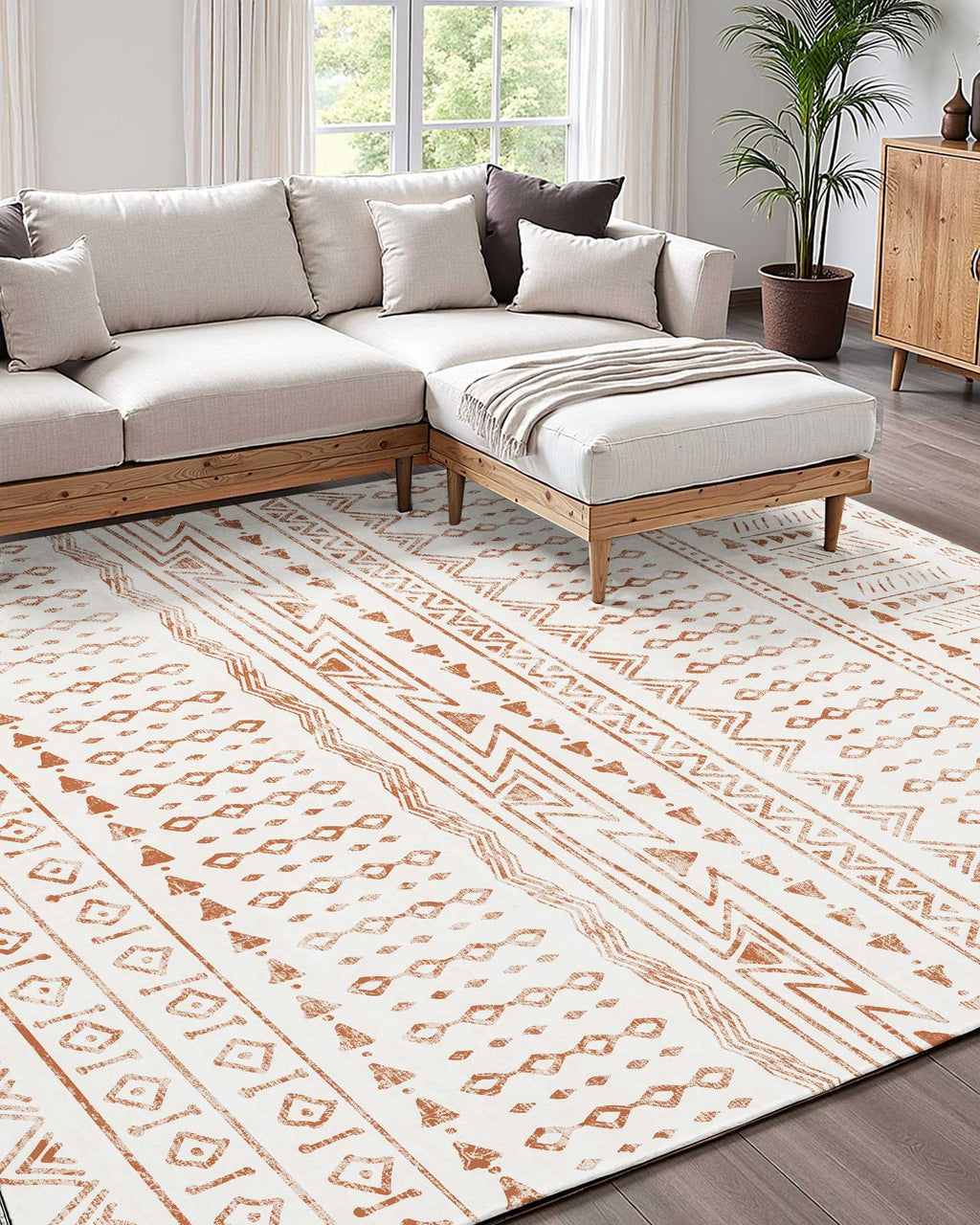 Wasbaar Vloerkleed 180x270cm, Antislip en Scheurbestendig, Huisdiervriendelijk, voor Slaapkamer en Woonkamer, Beige - Noventis Home