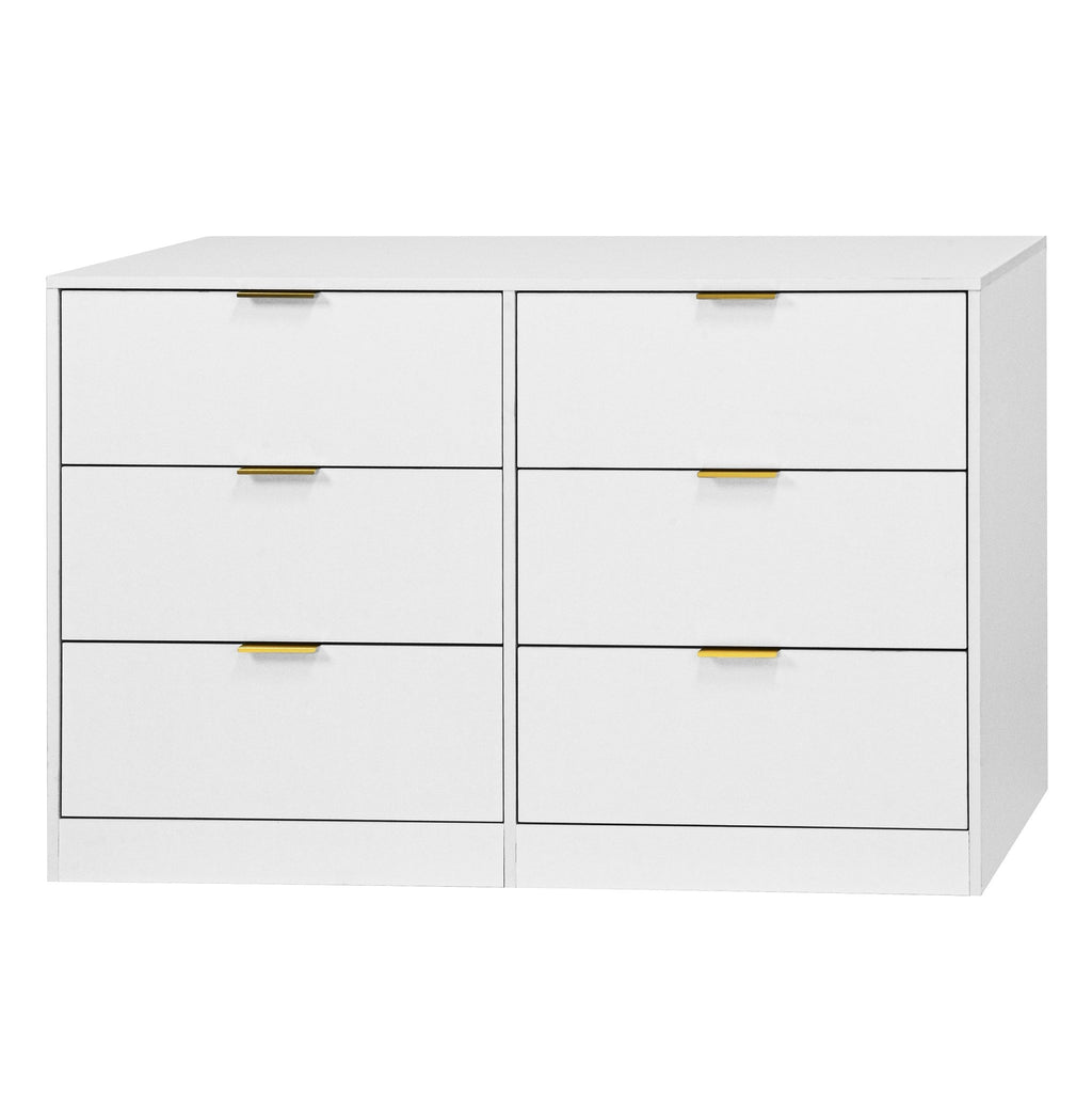 Simply Modern 6 - Drawer Dresser, Chest Of Drawers For Bedroom, Living Room, Hallway, And Entryway - Large Storage Cabinet White - Noventis Home
