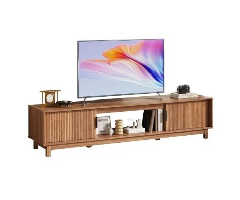 Mid - Century Modern TV - meubel 147cm met Opbergkasten en Kabelmanagement, Hout, voor Woonkamer, Kantoor en Slaapkamer - Noventis Home