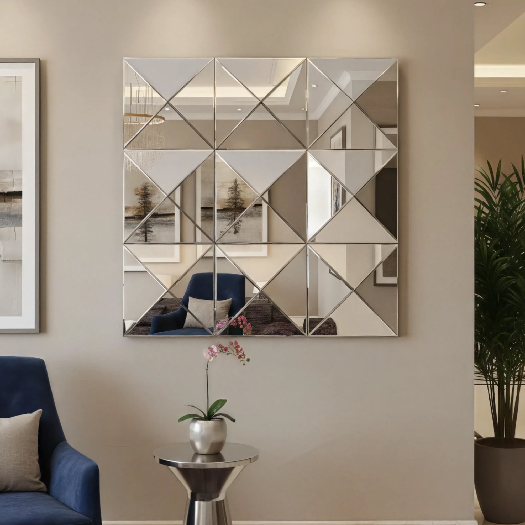 3d Mirror Wall Decor Beveled Glass Wall Mirror Interior Home Decor Large Square Wall Mirror For Various Rooms Such As Living Room Bedroom Or Dining Room - Noventis Home