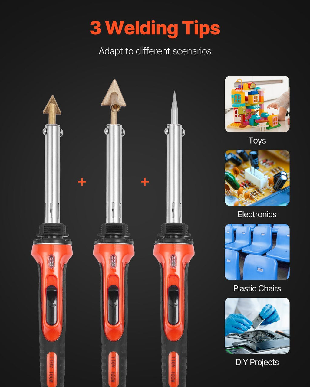Plastic Welder Kit, 60W/100W Dual - Power Plastic Welding Soldering Iron With 3 Welding Tips And 20 Welding Rods, Professional Plastic Repair Welding Tool For Car Bumper, Kayaks, Toys, Electronics - Noventis Home