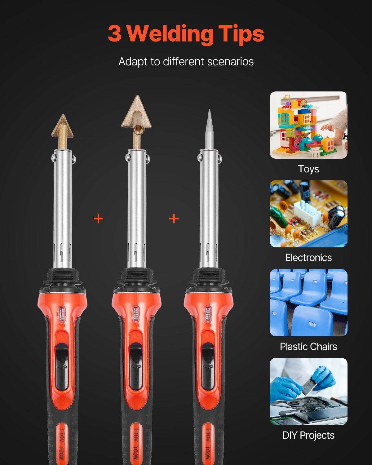 Plastic Welder Kit, 60W/100W Dual - Power Plastic Welding Soldering Iron With 3 Welding Tips And 20 Welding Rods, Professional Plastic Repair Welding Tool For Car Bumper, Kayaks, Toys, Electronics - Noventis Home
