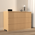 Modern Natural Wood 6 Drawer Dresser, Wave Panel Drawer Fronts, Storage Cabinet, Versatile Chest Of Drawers For Bedroom, Living Room - Sleek & Spacious Home Storage Solution - Noventis Home