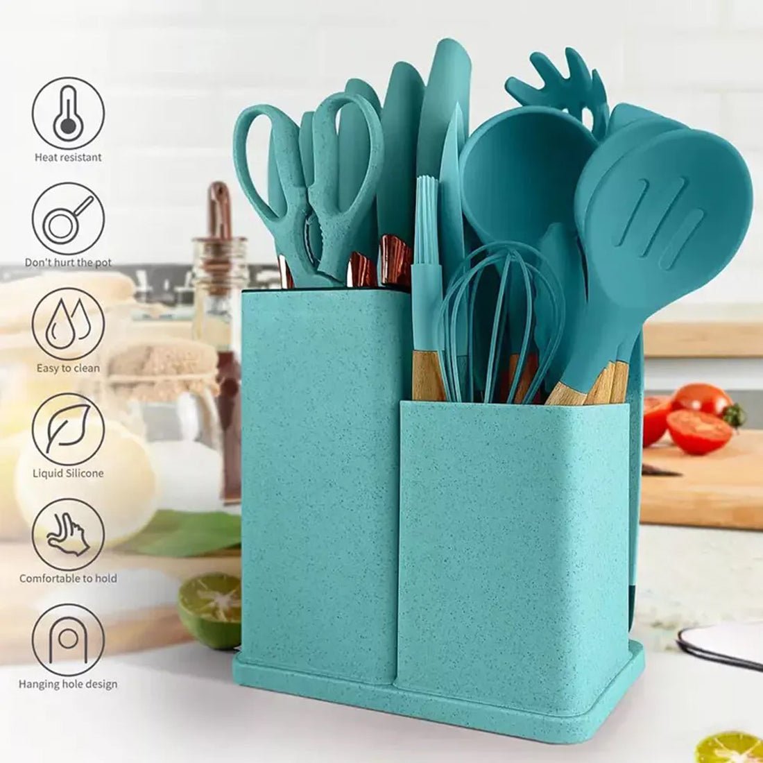19pcs Set Non - Stick Silicone Kitchen Utensil Spatula Spoon Cooking Cookware Gift - Noventis Home