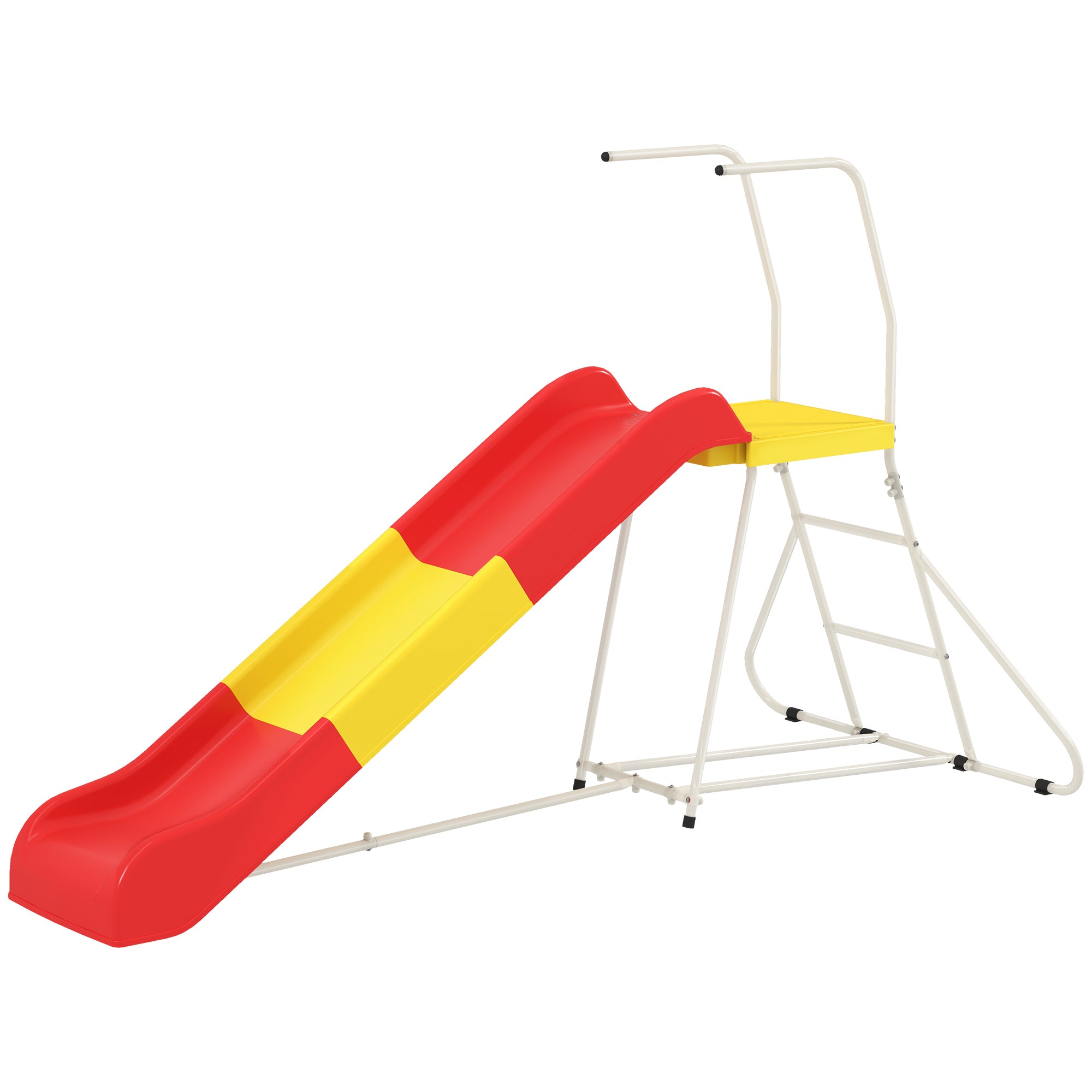 6ft Slide for Kids, Metal Freestanding Playground Equipment with Climbing Ladder, for Backyard, Outdoor, Indoor, Red - Noventis Home